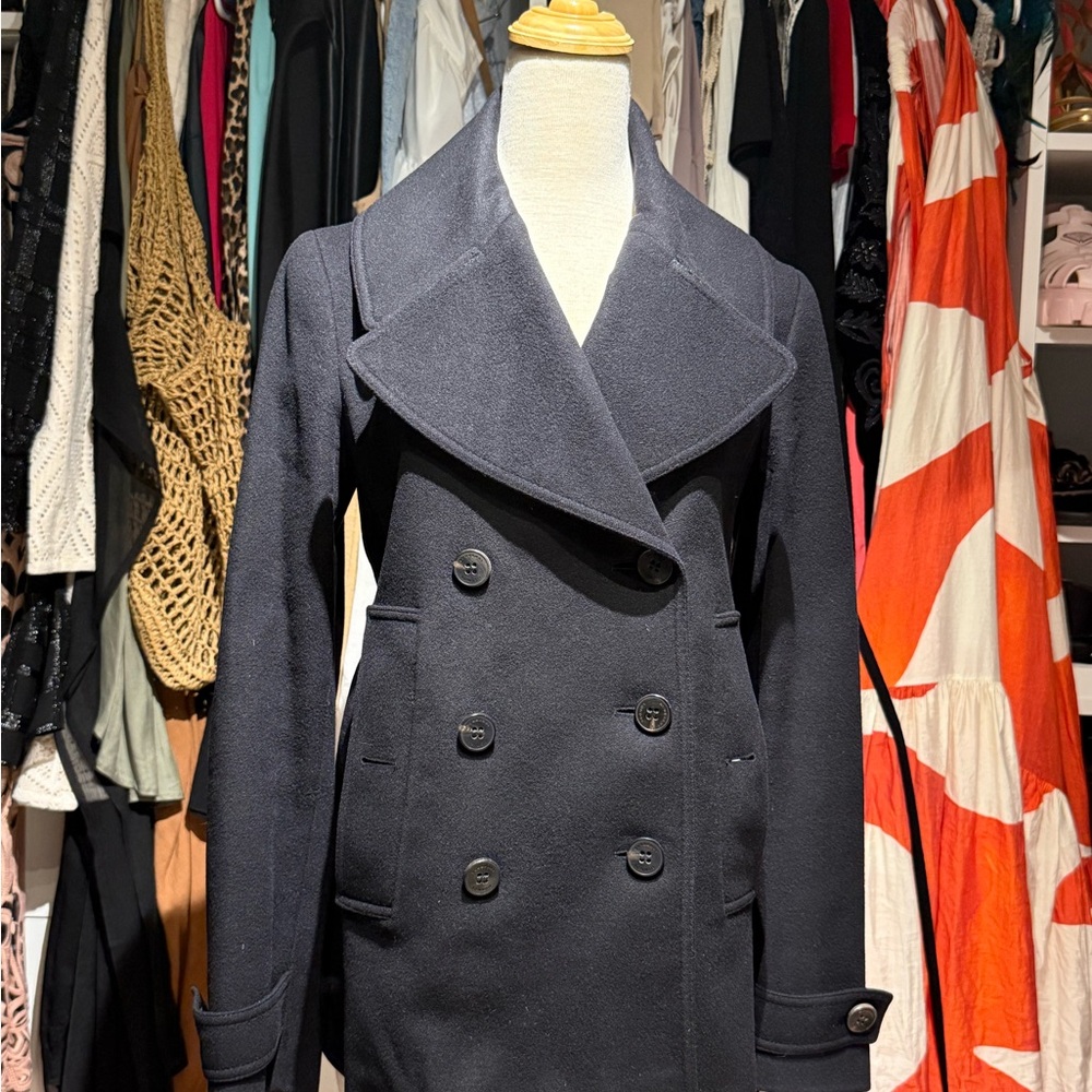 Burberry Dark Blue Double-Breasted Pea Coat